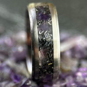 Mens ring with amethyst and Sherman tank inlay