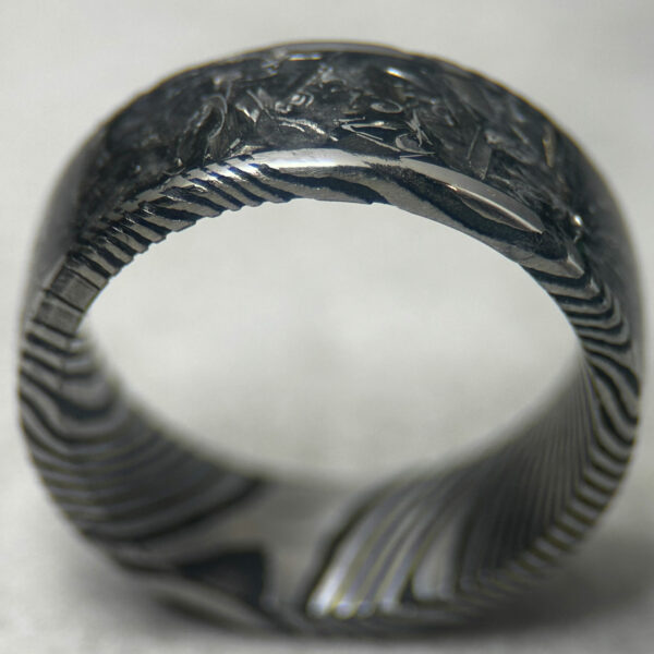 The Pershing (Damascus Steel Ring with Pershing Tank Inlay) - Image 7