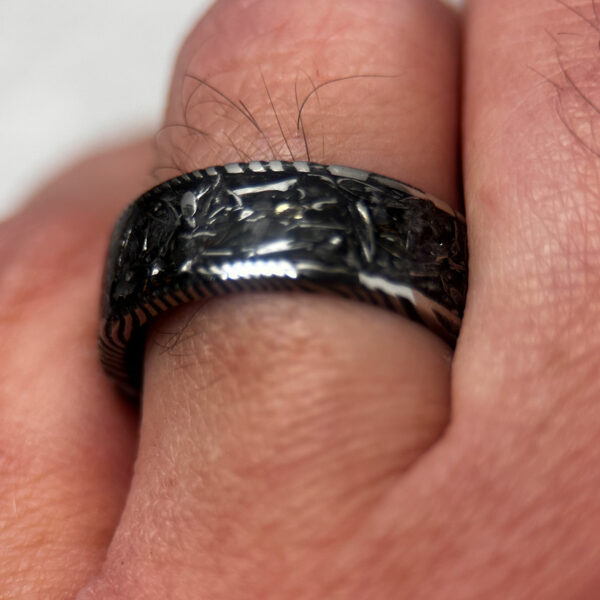 The Pershing (Damascus Steel Ring with Pershing Tank Inlay) - Image 8