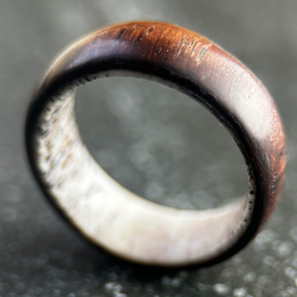 Rosewood deer antler ring