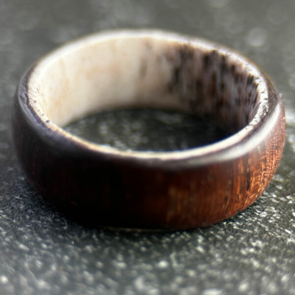 Rosewood deer antler ring