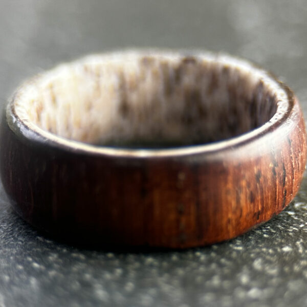 Rosewood deer antler ring