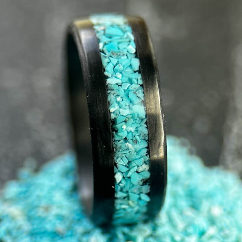 Mens turquoise ring set in loose turquoise.