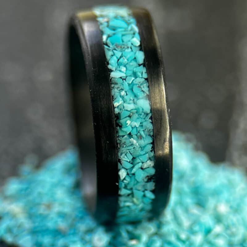 Mens turquoise ring set in loose turquoise.
