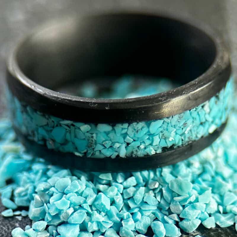 Mens turquoise ring set in loose turquoise.
