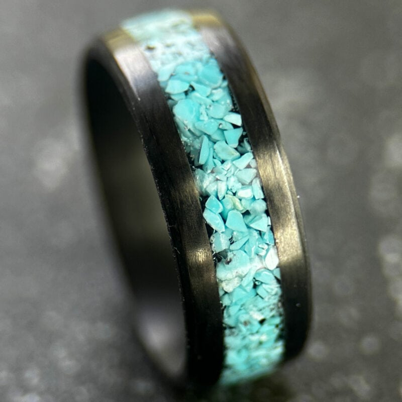 Mens turquoise ring set dark stone