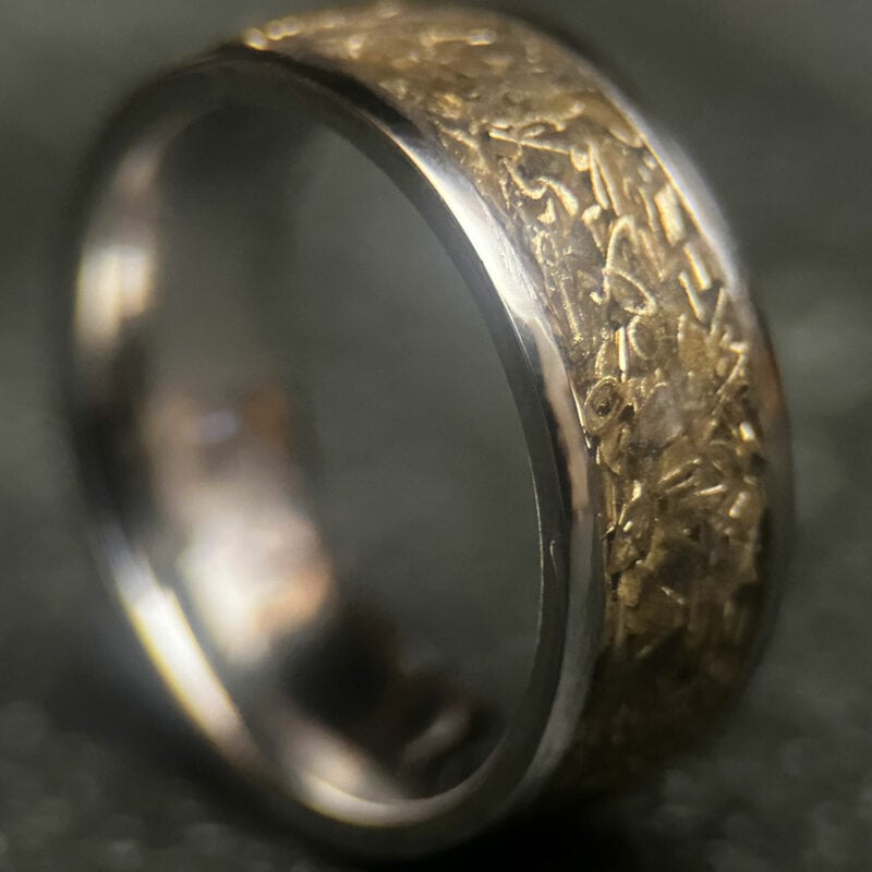 Stainless steel ring with tank inlay.