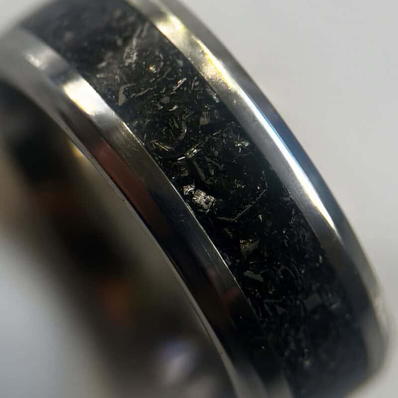 Mens wedding meteorite ring