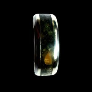 Tungsten stone ring with natural beach stones.