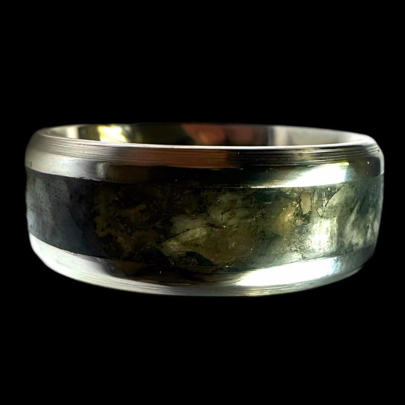Tungsten stone ring with natural beach stones.
