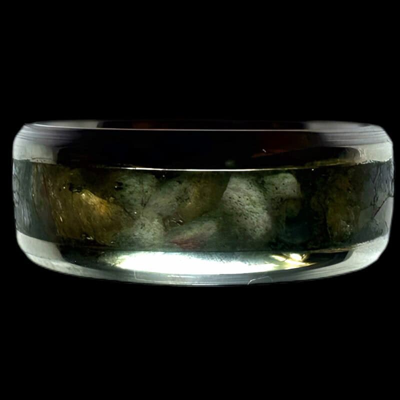 Tungsten stone ring with natural beach stones.