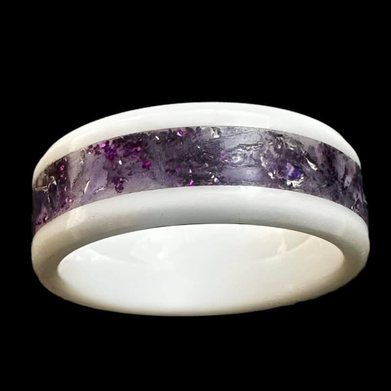 Men's purple ring, white ceramic comfort core.
