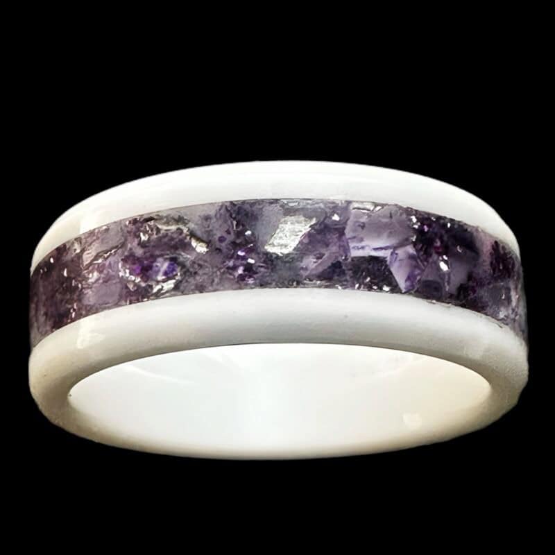 Men's purple ring, white ceramic comfort core.