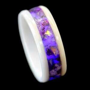 Men's purple ring, white ceramic comfort core.