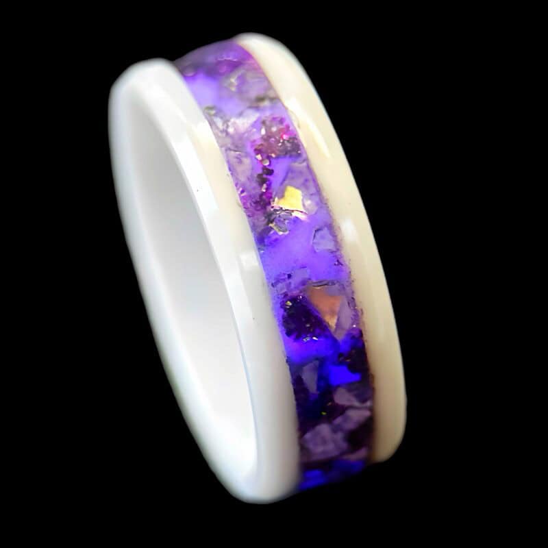 Men's purple ring, white ceramic comfort core.