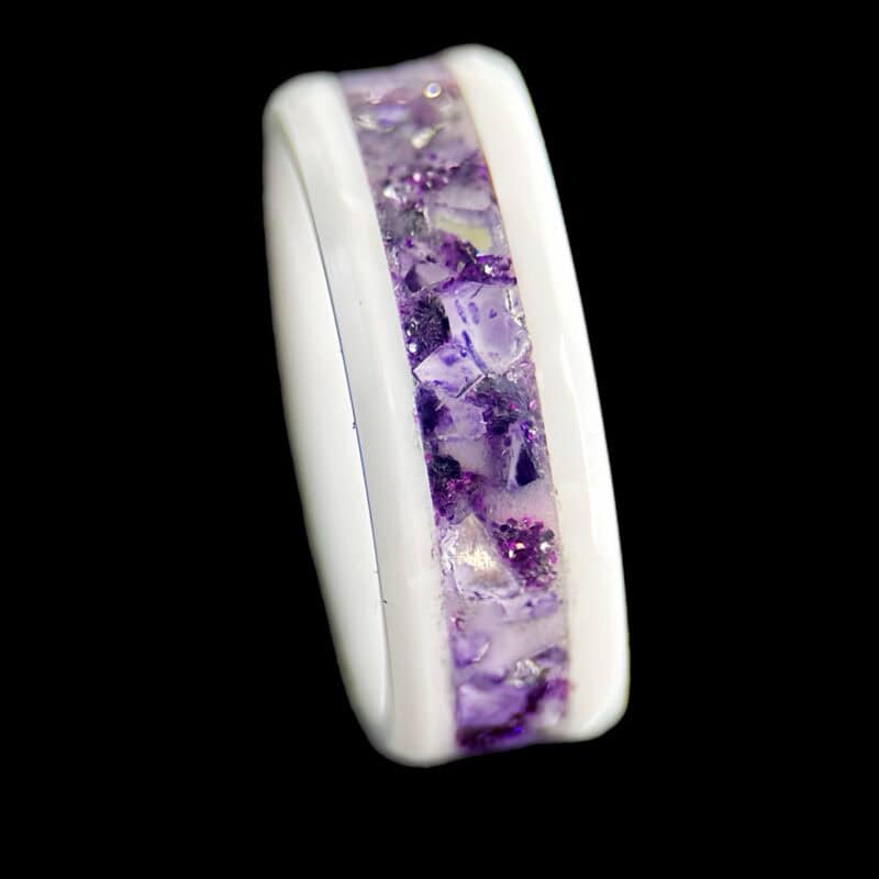 Men's purple ring, white ceramic comfort core.