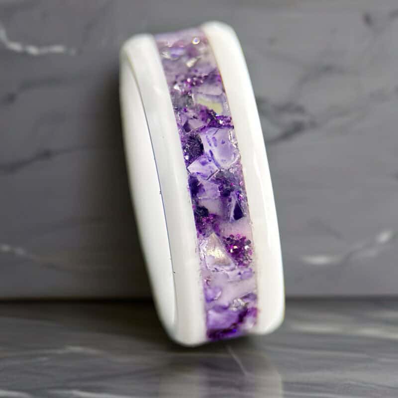 Men's purple ring, white ceramic comfort core.