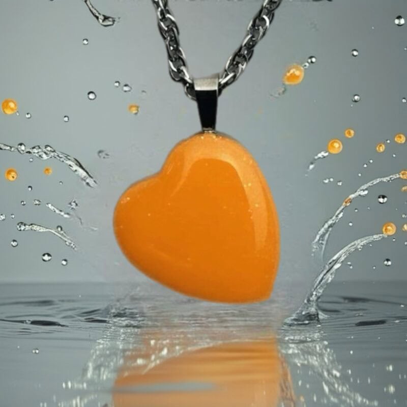 Glow in the dark heart pendant necklace.