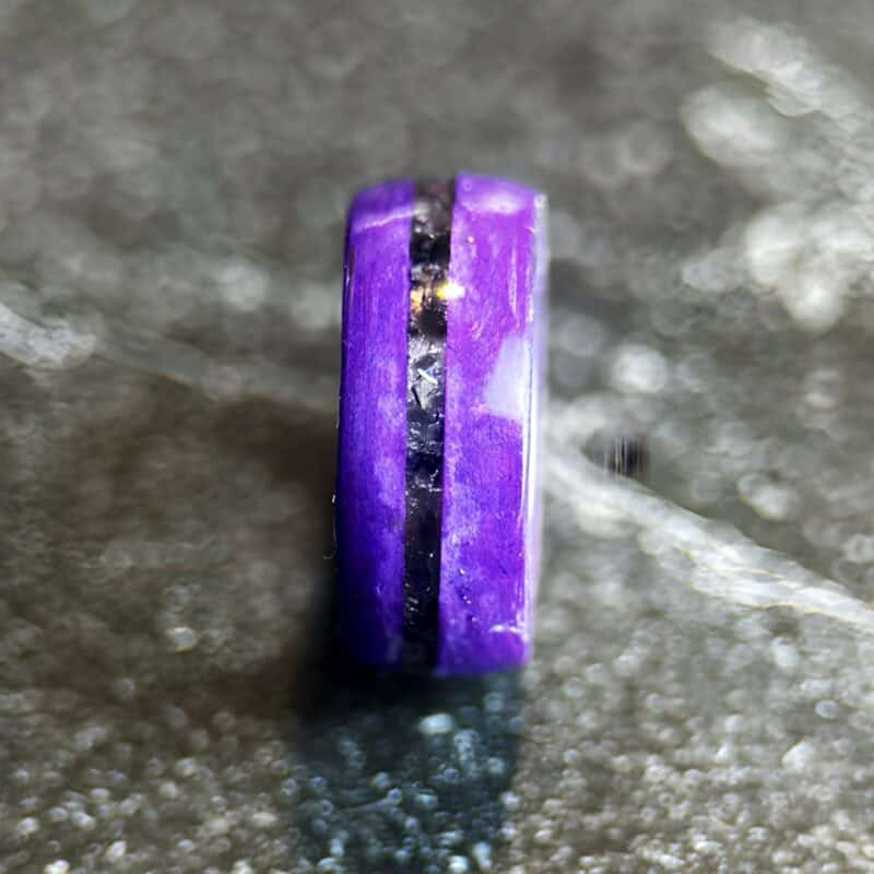 Paper purple ring with obsidian inlay, swiftie jewelry
