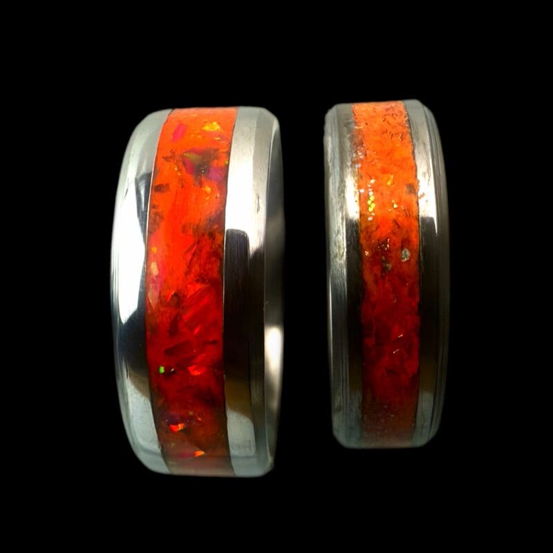 The Showgirl, orange ring with opal and mica powder.