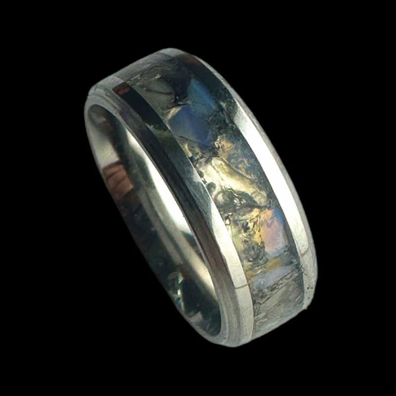 Opalite ring on a neutral background, available in several US sizes.
