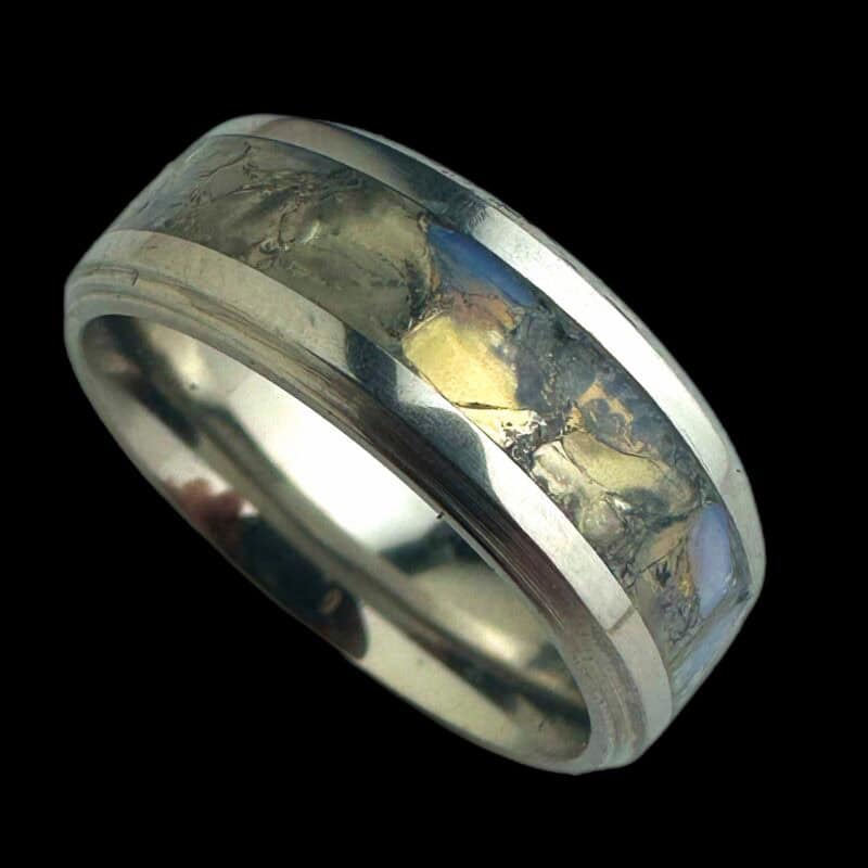 Opalite ring on a neutral background, available in several US sizes.
